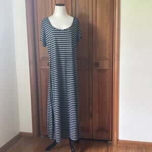 Just Love Black & Grey Striped Knit Pullover Maxi Dress, Size 1X